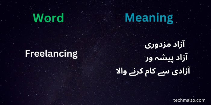 Freelancing meaning in Urdu