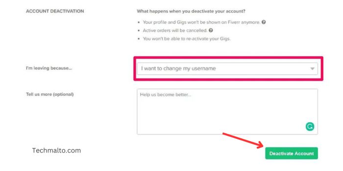 how to delete a fiverr account